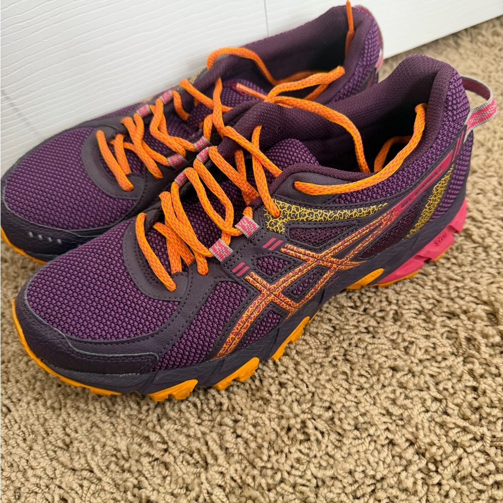 ASICS Women's Gel Sonoma 2 Vibrant Purple and Orange Athletic Shoes - Picture 3 of 5